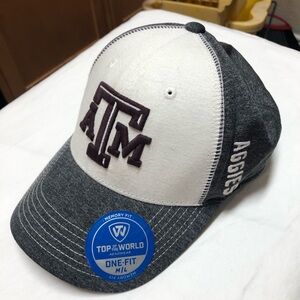 Texas A&M New Logo Aggies Memory Fit Top of the World Headwear One Fit GrayWhite